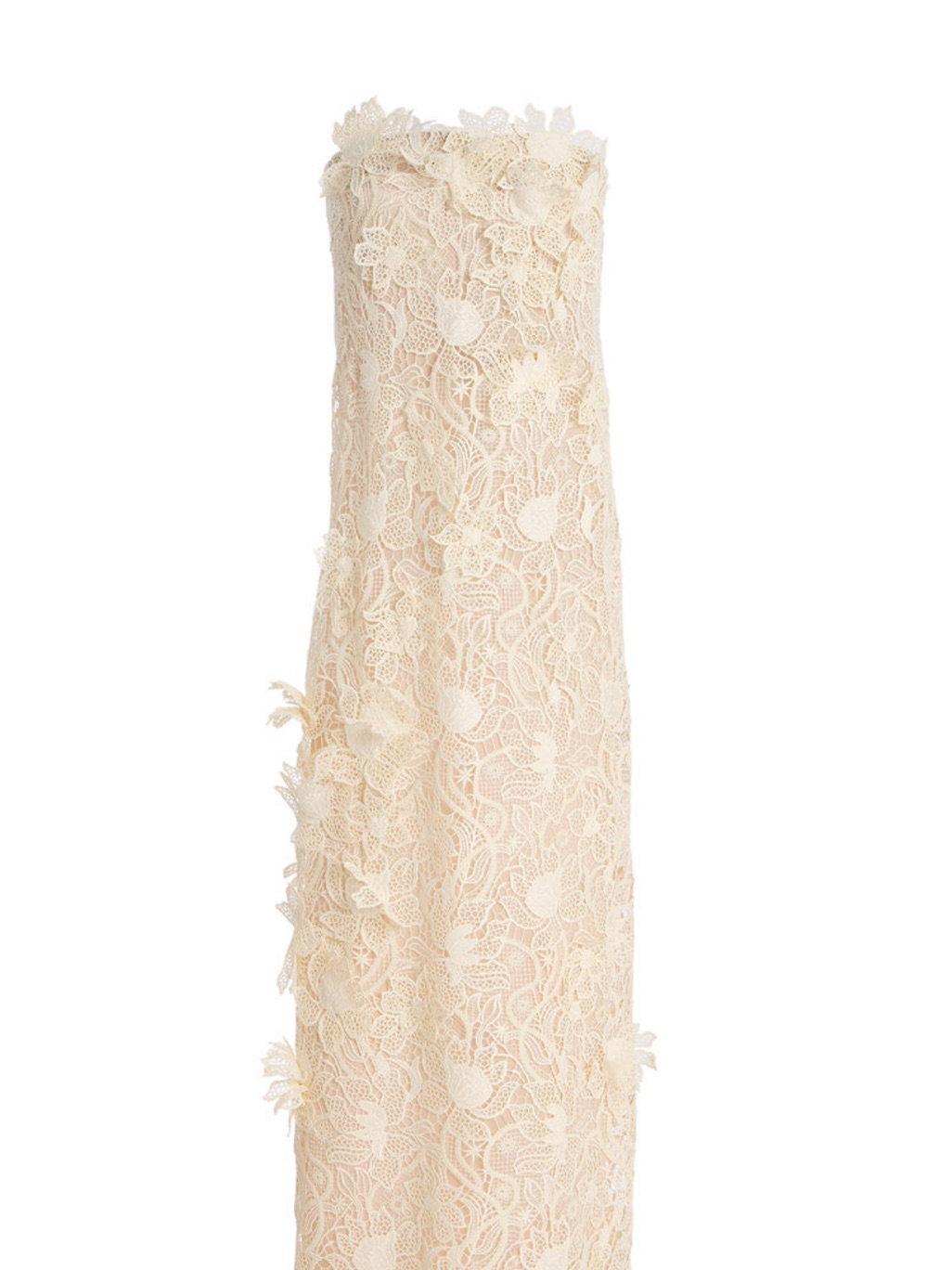 Oscar De La Renta Strapless Lace Maxi Dress In Ivory